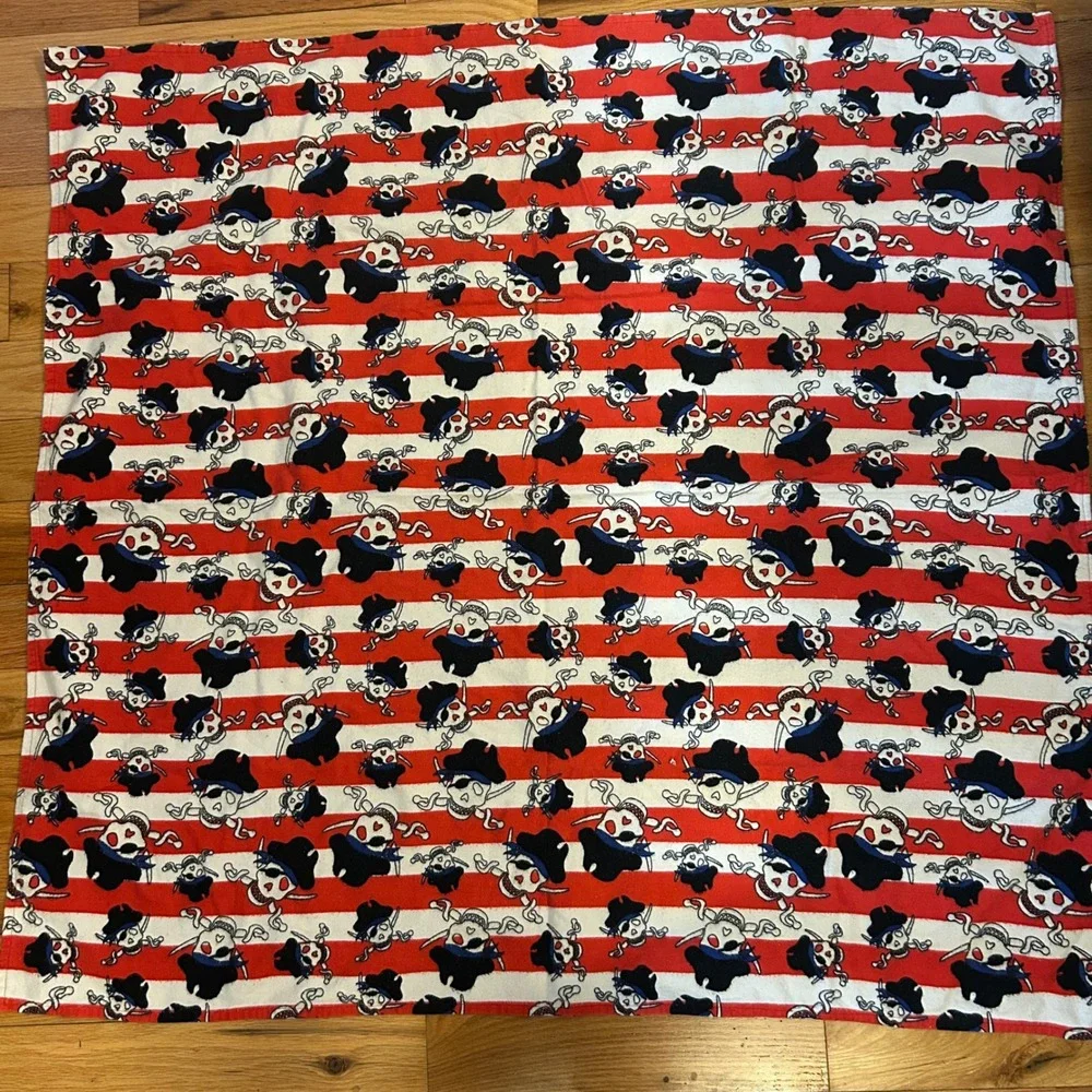 Pirate Skull Crossbones Red White Striped Baby Swaddle Receiving Blanket Knit